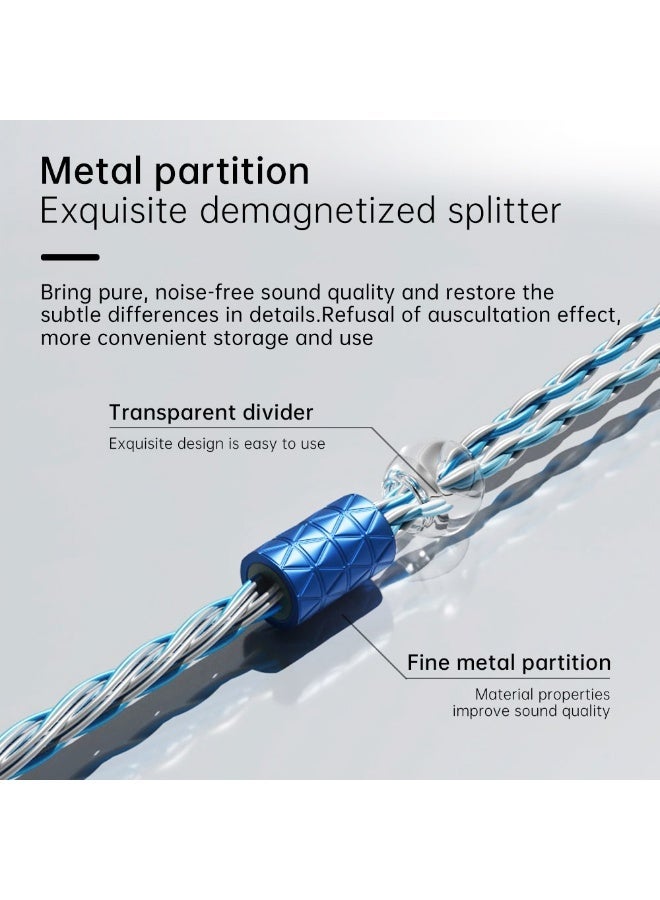 إن دي كابل ترقية سماعات إن دي-دي 3 مجدول مطلي بالفضة، كابل استبدال برأس قابل للفصل مع رؤوس قابلة للتبديل 3.5 ملم / 2.5 ملم / 4.4 ملم، مكوّن من 16 جديلة و352 نواة، متوافق مع سماعات كيه زد داخل الأذن بدبابيس 0.75 – 0.78 ملم - Image 5